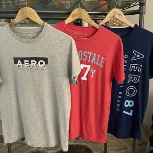 Small Aeropostale Mens T-shirts Gray, Salmon, and Blue